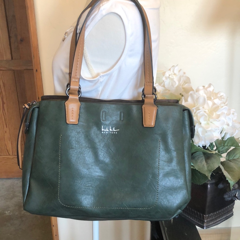 Green Leather Tote Bag